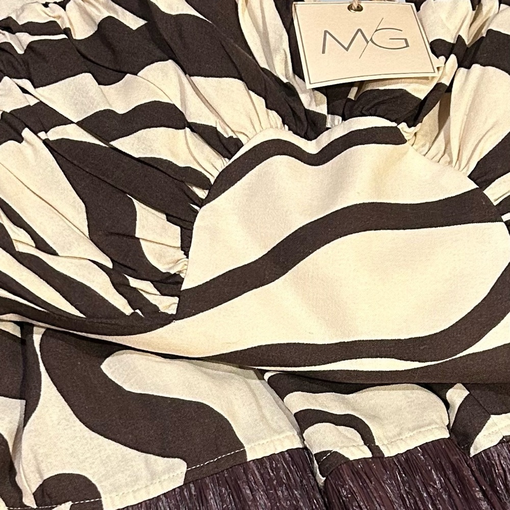 Antonio Melani x M.G. Style Somers Swirl Print Linen Blend Straw Trim Two Piece - Picture 5 of 5